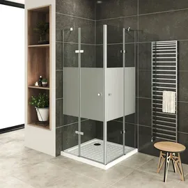 iflair i-flair Eck-Duschkabine mit Drehtüren links 75 x 70 cm grau/silber Sicherheitsglas DK19