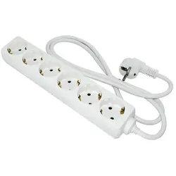 Steckdosenleiste-6 Steckdosen 250 V, 1500 mm Kabel mit Schutzkontakt-Stecker