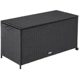 Tectake tectake® Auflagenbox, mit Aluminiumgestell und Rattangeflecht, komfortable Hubautomatik, 117 x 54 x 64 cm,