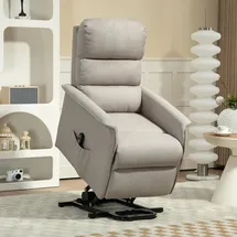 Homcom Fernsehsessel mit Aufstehhilfe Elektrisch Polyester 90 x 96 x 66 cm Beige