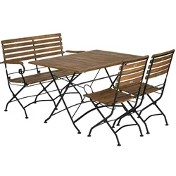 acamp Tischgruppe 2x Lindau Klappstuhl 57433 und 1x Lindau Klappbank 57435  und 1x Lindau Klapptisch 120x80x74cm