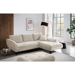 Ecksofa EXXPO - SOFA FASHION "Bellinii, Materialmix, Strukturbezug und pflegeleichter Microvelours", beige, B:260cm H:92cm T:187cm, Sofas, bequem und modern, Materialmix, L-Form