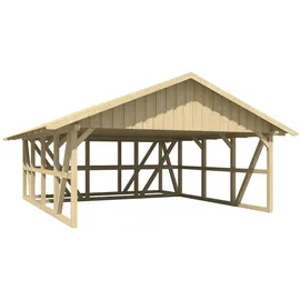 SKANHOLZ Doppel-Carport Schwarzwald 6,84 x 7,72 m unbehandelt inkl. Abstellraum
