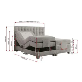 MKS Meble Boxspringbett 200 x 200 cm H4 Hellgrau