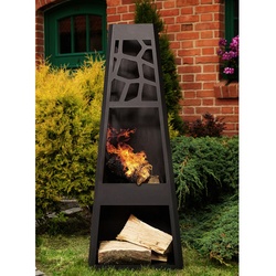 DOBAR Gartenkamin, Höhe: 124 cm, schwarz