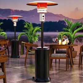 GGM Moebel International ABBEY | Gasheizstrahler | 2,2m | Schwarz | 12kW | Heizpilz, Terrassenheizstrahler, Terrassenheizer, Heizstrahler Gas - Schwarz