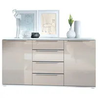 Vladon SIDEBOARD Porto Sandgrau Hochglanz
