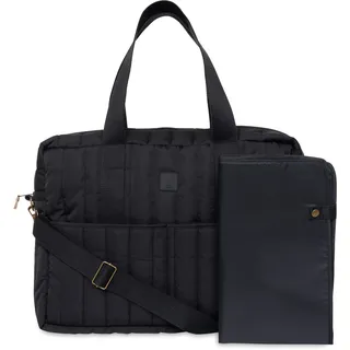 jollein Wickeltasche Puffed Moos - Black - Wasserabweisend - Kinderwagentasche - Babytasche Multifunktional - Schwarz