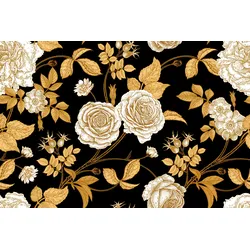 Fototapete PAPERMOON "BLUMEN ABSTRAKT-MUSTER DESIGN ROSEN DEKO VINTAGE RETRO", bunt, B:4,00m L:2,60m, Vlies, Tapeten