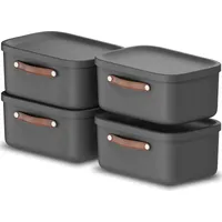 Rotho Aufbewahrungsbox 4er-Set 12L Maloja - Kunststoffbox 39,5 x