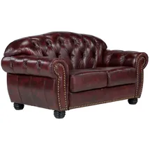 Woodkings Woodkings® Chesterfield Hereford 2-Sitzer Echtleder rot Couch Bürosofa Polstermöbel 2er antik Unikat Herrenzimmer englisches Ledersofa Stilsofa Clubsofa