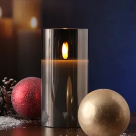 MARELIDA LED Kerze Windlicht 15 cm grau