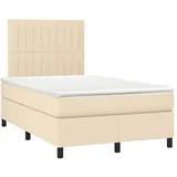 vidaXL Boxspringbett mit Matratze & LED Creme 120x190 cm Stoff