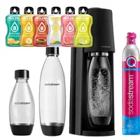 SODASTREAM TERRA Saturator + Sicherungsflasche + kleine Flasche 0,5l + 6x Bolera - Schwarz