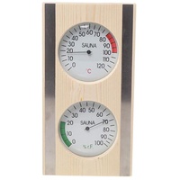 Fenteer Sauna Thermo-Hygrometer, Holzmaserung Sauna Thermometer & Hygrometer 2 in 1 Holz Hygrothermograph Outdoor Sauna Innen Haushalt Zubehör
