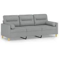 VidaXL 3-Sitzer-Sofa mit Zierkissen Hellgrau 180 cm Stoff