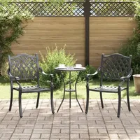 VidaXL Gartenstühle 2 Stück Schwarz Gussaluminium
