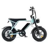 OUXI C80 Mini Elektrisches Fatbike – Alarmanlage – Fußstützen – 16 Zoll – 250W Motor – 7 Gänge – 50 km Reichweite – Mechanische Br... - Blau
