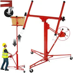 tectake® Plattenheber, 1-Mann-Bedienung, neigbar, breite Stativfüße mit 3 Lenkrollen inklusive Feststellbremsen