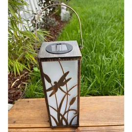 ez solar LED Solar Metall Deko Tischleuchte eckig mit 5 warmweißen LED, inklusive AAA Akku austauschbar