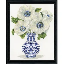 Design Works Crafts Kreuzstich Stickpackung Weiße Anemonen, Zählmuster