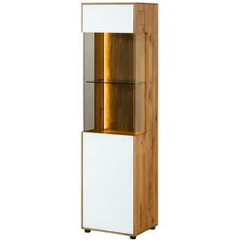 MASSIVMOEBEL24.DE Vitrine Wildeiche 45 x 38 x 168 cm Weiß