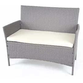 Mendler Poly-Rattan Garten-Garnitur HWC-D82, Sitzgruppe Lounge-Set ~ grau mit Kissen creme