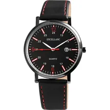 Excellanc Herren – Kunstleder, Analog Quarz, Datumsanzeige