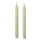 MARELIDA LED Stabkerzen gerillt Tafelkerzen Dinner Spitzkerzen 25cm creme 2St.