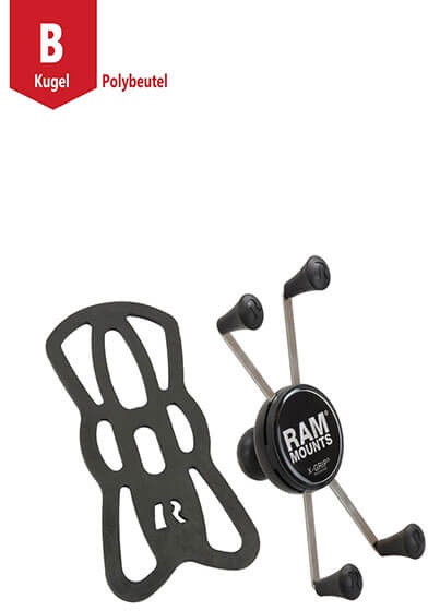RAM Mounts X-Grip Universal Halteklammer für große Smartphones - mit B-Kugel (1 Zoll)