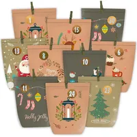 DIY Adventskalender Tüten Set, 24 Kraftpapiertüten mit Aufkleberzahlen