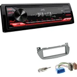 EHO JVC KD-X182DB 1-DIN Autoradio DAB+ USB Digital Receiver inkl. Antenne mit Einbauset für Nissan Pixo 2006-2013 silber