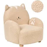 Beliani Kindersessel Katze 40 x 40 x 30 cm Holz beige