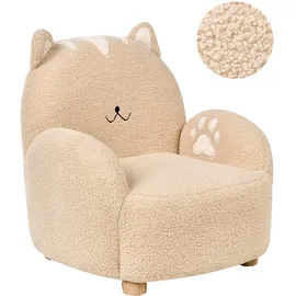 Beliani Kindersessel Katze 40 x 40 x 30 cm Holz beige