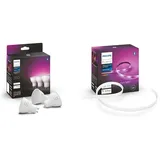 Philips Hue White & Color Ambiance GU10 Dreierpack 3x350lm & White & Col. Amb. Lightstrip Plus 2m Basis, 1600lm, 16 Mio. Farben, steuerbar via App, kompatibel mit Amazon Alexa (Echo, Echo Dot)