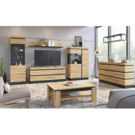 Die Möbelfundgrube Sideboard Corte 161 x 93 x 45 cm Kosmos grau / Eiche