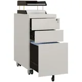 Homcom Rollcontainer mit 3 Schubladen, Aktenschrank mit Schloss, Oberer Öffnung, Büroschrank für Briefformat, A4 Legal, Stahl, 30 x 50 x 61 cm, Weiß