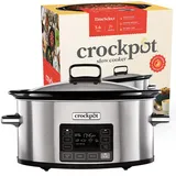 Crock-Pot TimeSelect digitaler Schongarer | mit programmierbarem Timer und digitaler Anzeige | 5,6 l Fassungsvermögen (für 7 Personen und mehr) | Warmhaltefunktion | Edelstahl [CSC066X]