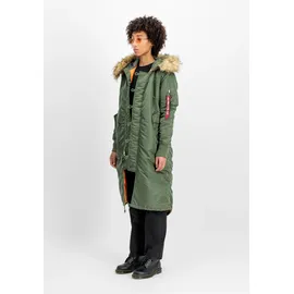 Alpha Industries Winterjacke "Long Fishtail W", Damen, Gr. M, grün (sage, grün), Obermaterial: 100% Nylon; Futter: 100% Nylon; Füllung: 100% Polyester, Jacken Winterjacke