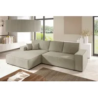 bromarkt Ecksofa PABLO L-Form mit Schlaffunktion, Sofa Cord Schlafcouch mit Bettkasten Couch - Weiß
