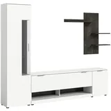 Livetastic Wohnwand, Grau, Weiß, Glas, Holzwerkstoff, 3-teilig, Betonoptik, 5 Fächer, 250x190x35 cm, umfangreiches Zubehör erhältlich, Wohnzimmer, Wohnwände, Wohnwand-Sets