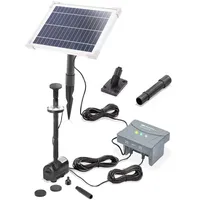 esotec Solar Teichpumpenset 6/220 LED außen, Teichpumpe mit Filter, Sprinklerpumpe 220l/h, LiFePo4 Akku, Solarmodul 6W, Solarbrunnen, Gartenteich Wasserspiel, Springbrunnenpumpe, 101023
