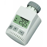 ETT Heizkörper Thermostat Raumklima Reguliergerät Energiespar Regler, Display Akku Kindersicherung Frostschutz Partyfunktion Heizpausen, weiß grau, BxTxH