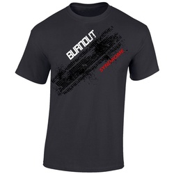 Baddery Print-Shirt Auto T-Shirt : Burnout Syndrome – Motorsport Tuning Autoliebhaber, hochwertiger Siebdruck, aus Baumwolle grau