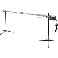 Festnight Grillspieß mit Motor Automatischer Drehspieß Grill Spanferkelgrill Drehspiess Edelstahl Spießbratengrill Grillmotor Elektrischer Spießgrill Holzkohlegrill 207x45x81 cm