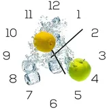 levandeo Wanduhr Alu-Dibond 30x30cm Uhr Alubild Apfel Zitrone Zitrus Aluminium