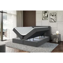 altdecor Boxspringbett mit H3 Matratze und Topper - 180 x 200 cm - MARCE - Dunkelgrau Gewebe - Polsterbett mit Bettkasten und Lattenrost, Bett mit ... - Dunkelgrau