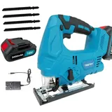 Akku-Stichsäge,mit 3.0Ah Akku und Ladegerät, Stichsäge Elektrische Mini 18 V mit 4 Sägeblättern zum Entfernen von Farbe und Mörtel, zum Schleifen,