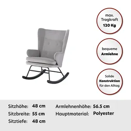 Kayoom Schaukelstuhl "Melorie 125, Metallgestell mit Kufen aus Holz", grau B/H/T: ca. 86x95x65 cm - grau