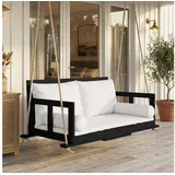FELIXLEO Schaukelsessel Gartenmöbel Set 2 Sitzer Sofa Stahl Holzoptik Graubeige (1-St)